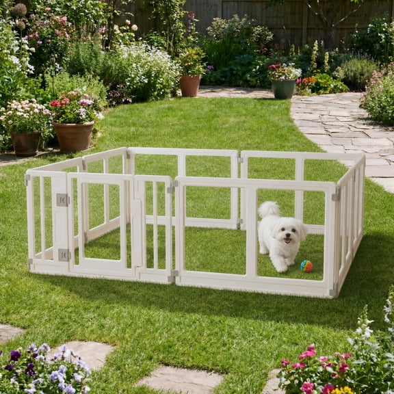 6pcs Acrylic Pet Playpen with Door, Indoor Dog Play Pen, Transparent Pet Playpen, Safety Lock Pet Enclosure, Easy Assembly Portable Pet Isolation Barrier for Small Dogs, Cats, Rabbits