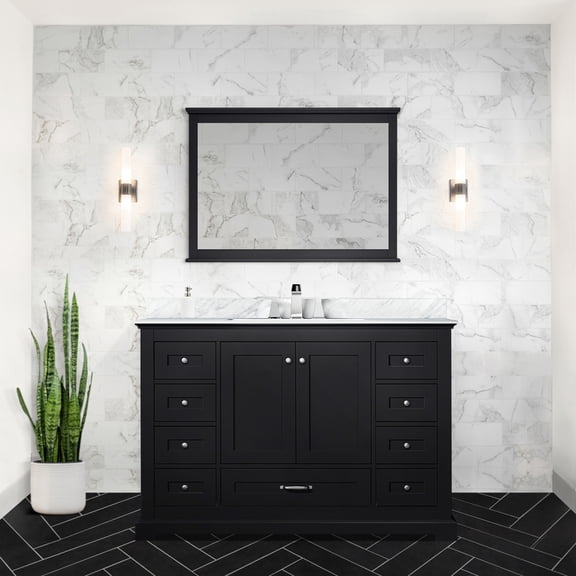 48 In. W X 22 D Single Bath Vanity With Marble Top - Solid Wood Construction, Soft Close Drawers, Ample Storage 9 Drawers & Open Shelf, Scratch Stain Countertop, Faucet Hole Pre-drilled For 8 Spread
