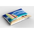 thumbnail image 2 of Ambesonne Holiday Pillow Sham, Ocean Sailing Exotic, 26" X 20", Blue Cream, 2 of 2