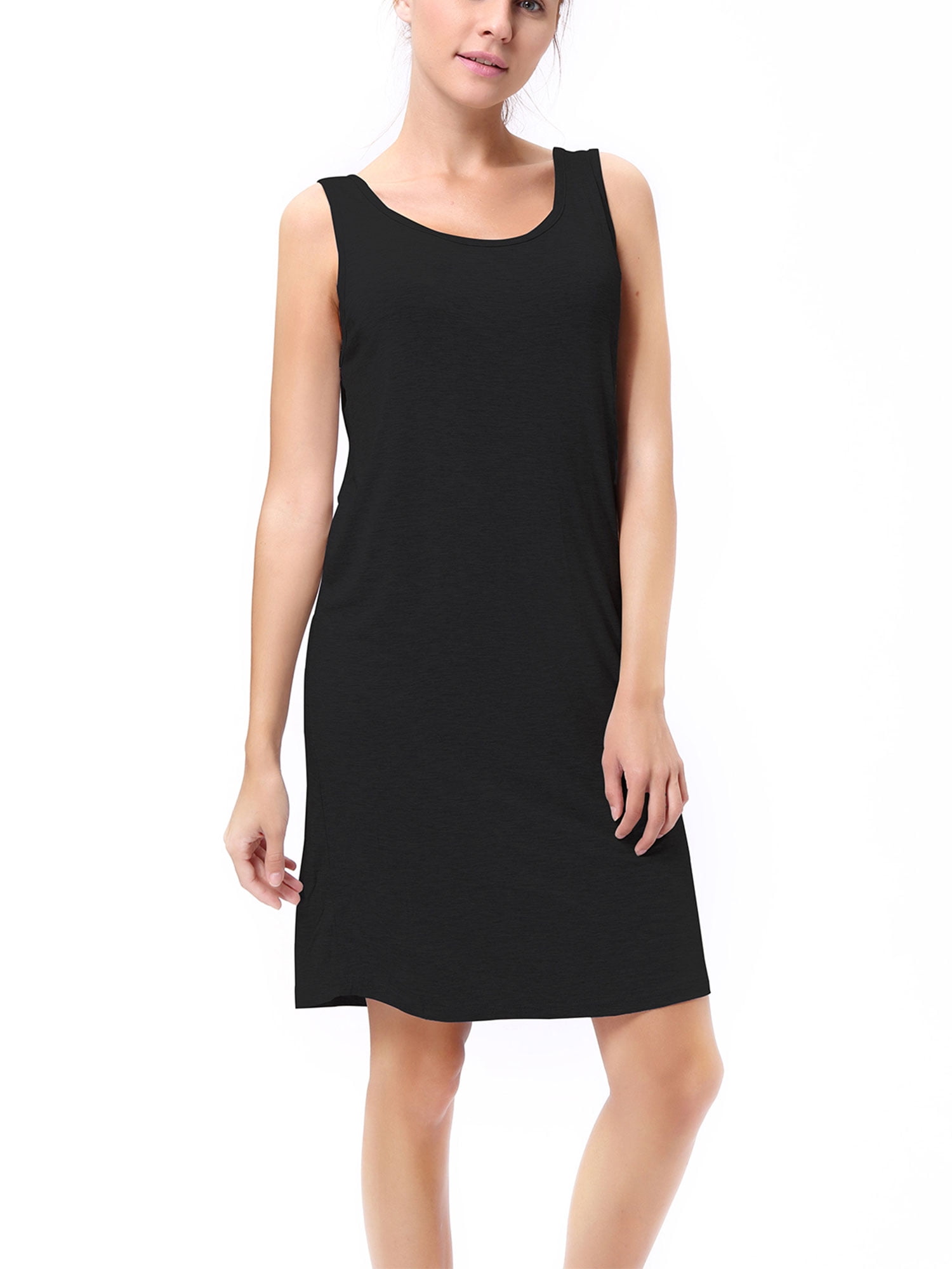 womens black sleeveless dress