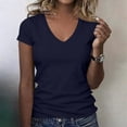 thumbnail image 2 of Womens Short Sleeve T Shirts V Neck Tops Summer Trendy Comfy Casual Basic Tee Shirt,S, 2 of 4