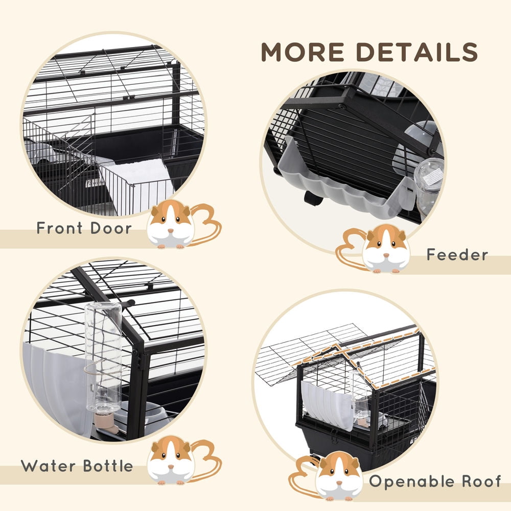GVN Rolling Metal Rabbit, Guinea Pig, or Small Animal Hutch Cage with Main House and Run