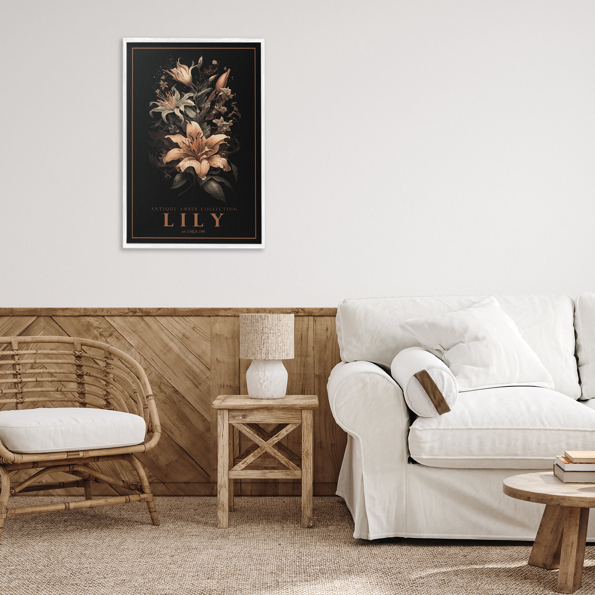 Stupell Industries Antique Lily Light White Framed Giclee Art, design by Chris Giampietro