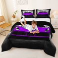 thumbnail image 3 of Castle Fairy Modern Sports Car Queen Comforter Set 3pcs for Teens, Garage Entrance Design Bedding Comforter Set for Bedroom, Purple Black,Black Reversible, 3 of 6