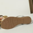 thumbnail image 4 of Boho Style Rhinestone Flat Thong Sandals - Comfortable Open Toe Elastic Strap Slip On Shoes for Women, 4 of 7