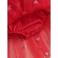 thumbnail image 6 of Biezeib Infant Baby Girl Valentine's Day Jumpsuit with Bow Headband Fly Sleeve Heart Print Tulle Mesh Dress Romper Set, 6 of 6