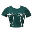 thumbnail image 4 of MEICHEN Womens Tie Front T Shirts Crop Tops Summer Trendy Basic Tees Casual Slim Fit Crew Neck Tshirts Cute Blouses, 4 of 4
