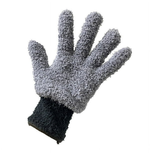 Guantes de limpieza de microfibra con costuras bicolor para quitar el polvo, guantes de limpieza para el hogar, guantes de pulido