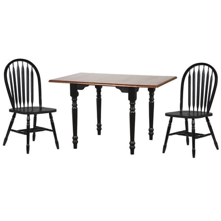 48 in. Selections Wood Rectangular Extendable Dining Set Antique Black & Cherry - 3 Piece