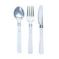 thumbnail image 3 of Efavormart 75 Pack Silver 7" Disposable Plastic Cutlery Set White Handled Disposable Flatware, 3 of 7