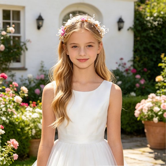 Elegant Floral Pearl Headband For Girls Performance And Party Hair Daily Leisure Garland Accessory, Purple