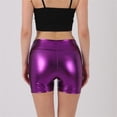 thumbnail image 5 of Women's High Waisted Metallic Biker Shorts Stretch Shiny Party Club Pants, 5 of 6
