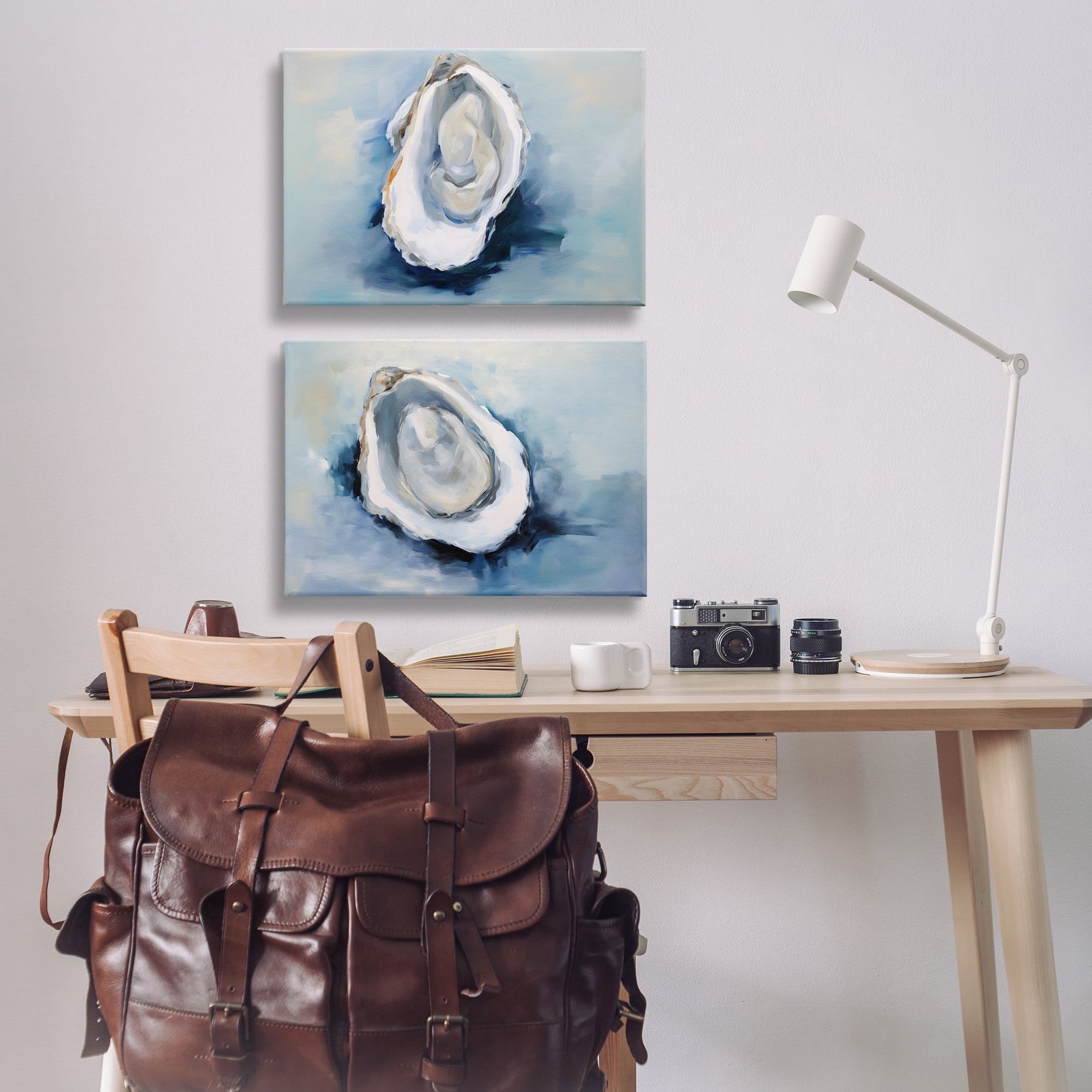Stupell Industries Open Oyster Mollusk Shells Nautical & Beach Painting Wrapped Canvas Art Print Wall Art, 24 x 16, Set of 2