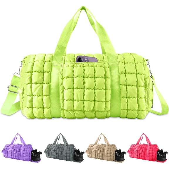 Quilted Travel Duffle Bag Gym Bag for Women,Large Puffer Duffle Weekender Bag with Compartment,Workout Overnight Carry  Organizer Bag Duffle Bag for Airplane Travel()