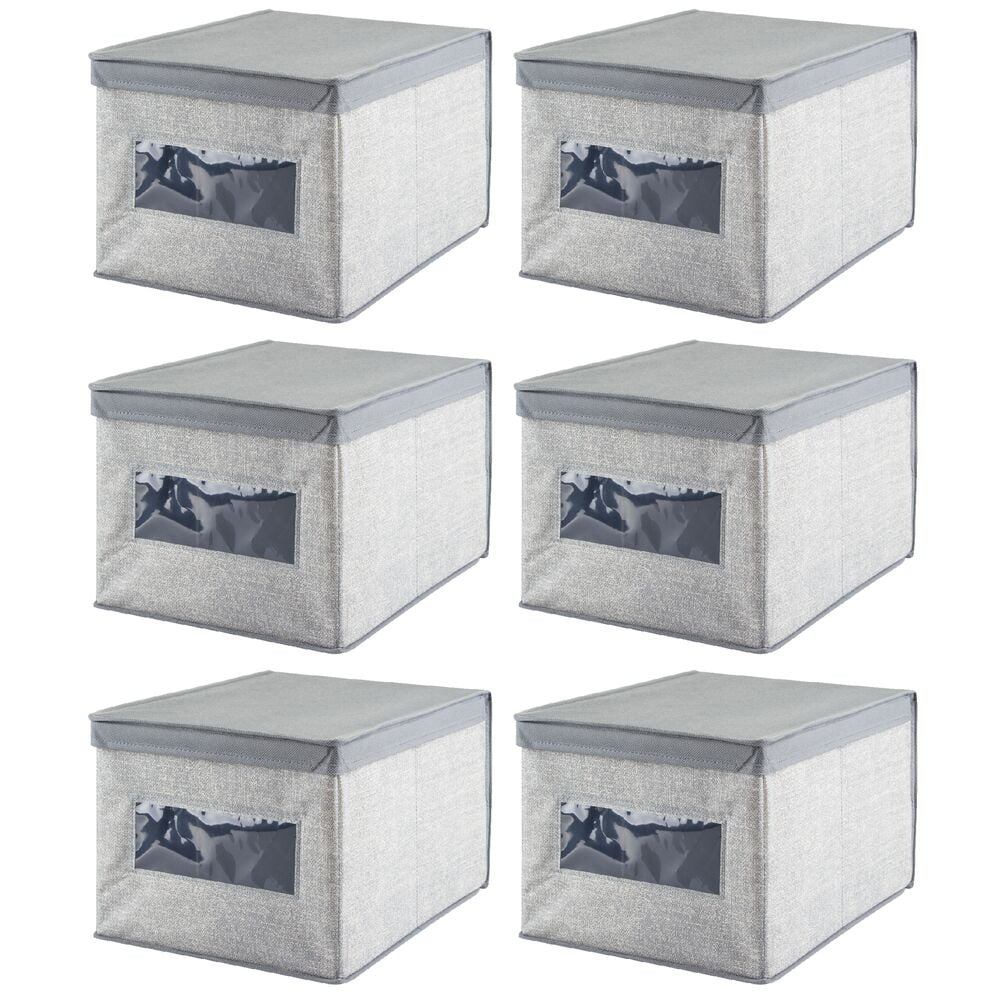 mDesign Stackable Fabric Closet Storage Organizer Box, 6 Pack Walmart