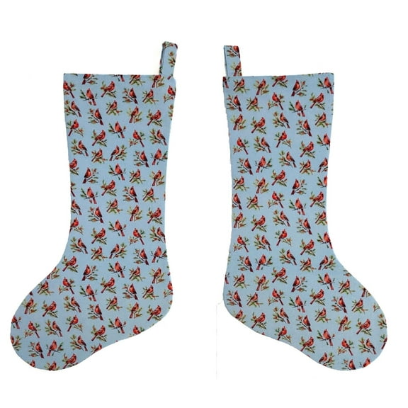 Cardinals Birds & Berries Christmas Stocking by Penny's Needful Things (Blue) (Single Stocking)