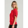 thumbnail image 3 of BAIEBLEUE GLOBAL Women's Solid Butterfly Short Sleeve Boat Neck Dolman Top Red M, 3 of 5