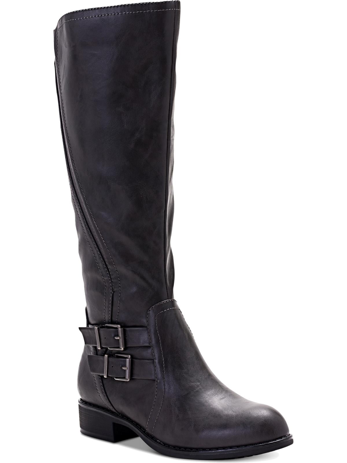 Style & Co. Womens Milah Faux Leather Tall Riding Boots Gray 8 Medium