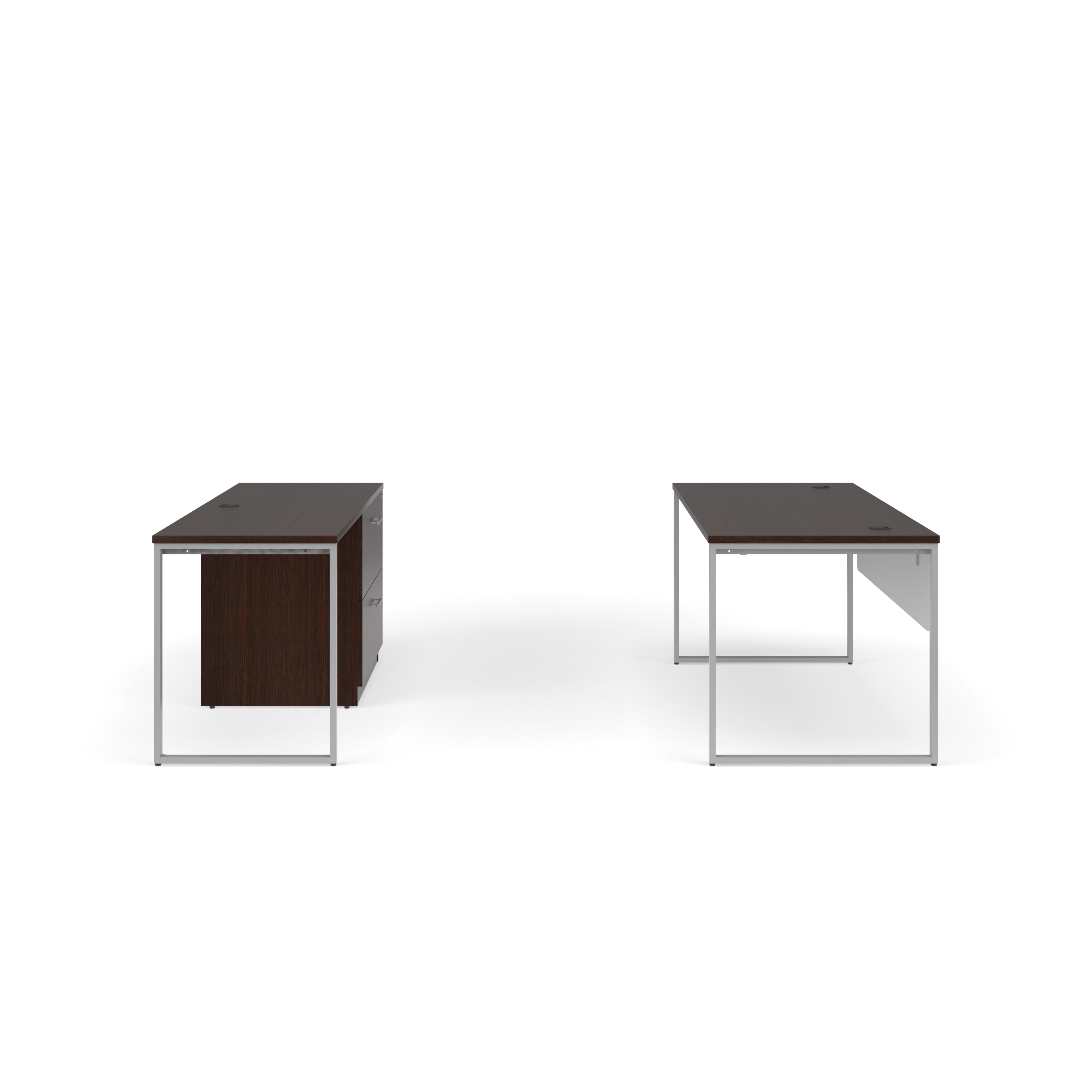 OFM Fulcrum Series Office Furniture Set, 72" Table Desk, 72" Credenza, Lateral Filing Cabinet, Modesty Panel, in Espresso