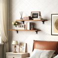 thumbnail image 5 of Floating Wall Shelves Set of 2 Rustic Brown + Black 23.6 Inches Storage for Living Room Bedroom Bathroom, 5 of 9
