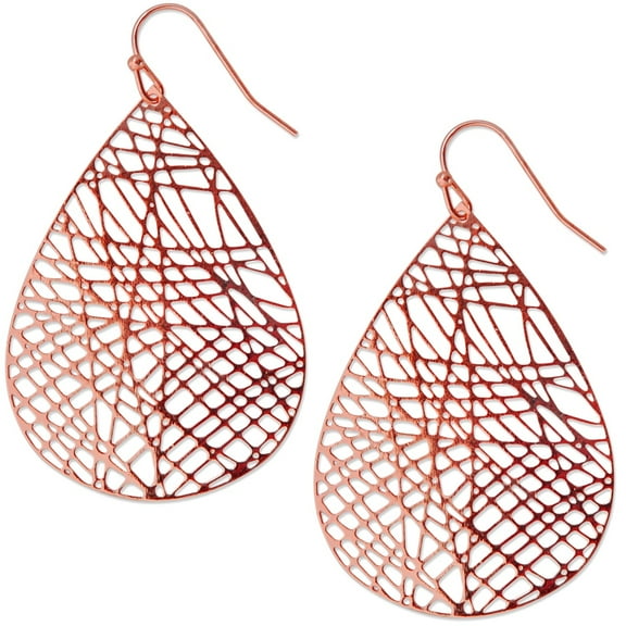 Humble Chic Rose Gold Dangly Earrings for Women - Boho Filigree Teardrop Earrings