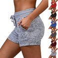 thumbnail image 4 of Pantalones cortos de cintura ajustada con lazo, elásticos, color puro, cómodos pantalones de yoga para deportes, 4 of 6