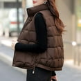 thumbnail image 6 of Htigea Womens Quilted Vest Lightweight Sleeveless Jacket with Pockets Stylish Zip Up Stand Collar Outerwear Coffee XXL, 6 of 9