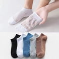 thumbnail image 4 of 5 pairs Soft Summer Breathable Sweat-absorbing Low Tube Men Ankle Socks Mesh Boat Sock Mesh Men Short Socks WHITE, 4 of 8