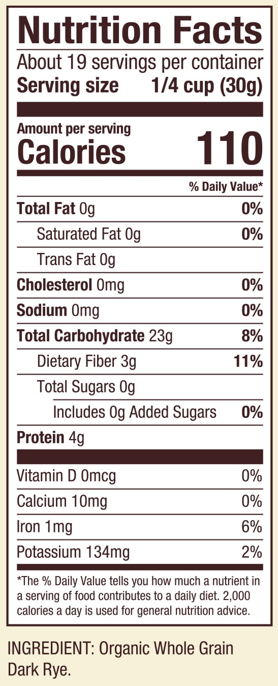 Bob's Red Mill Organic Dark Rye Flour, 20 oz Bag