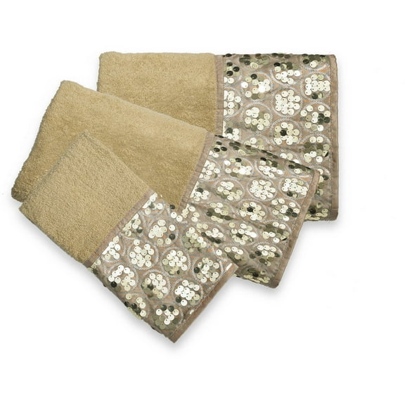 Popular Bath Sinatra Champagne, 3-Piece Bathroom Pool, Hand, Wash Towel Set