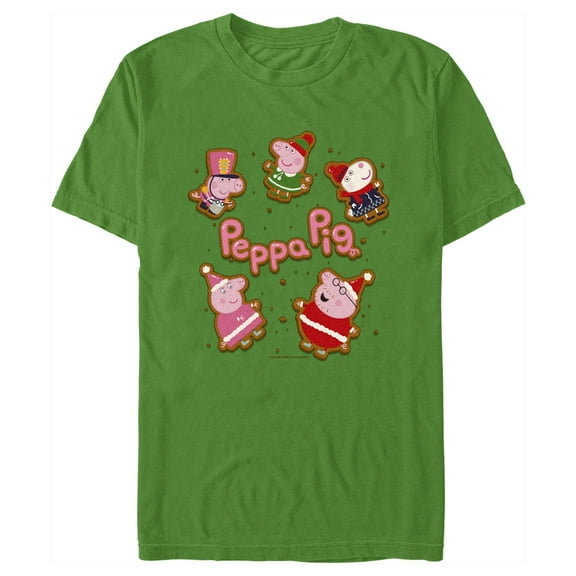Men's Peppa Pig Christmas Gingerbread Cookie Characters Graphic T-Shirt