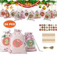 thumbnail image 4 of Bolsas de calendario de adviento de Navidad, bolsas de lino duraderas y reutilizables, cuenta atrás, calendario de Adviento, bolsas de regalo con Clips y cuerda, 24 piezas, 2021, 4 of 4