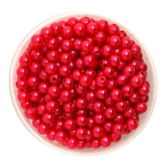 500 Pieces 6mm Round Pearls Jewelry Found Pieces Red
