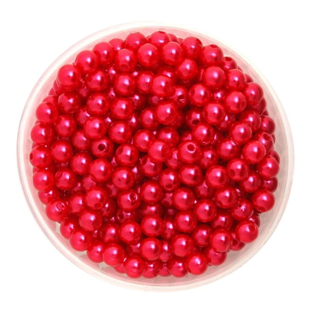 Juego de 500 perlas artificiales redondas de 6 mm, perlas de cera, perlas decorativas, perlas artesanales. rojo