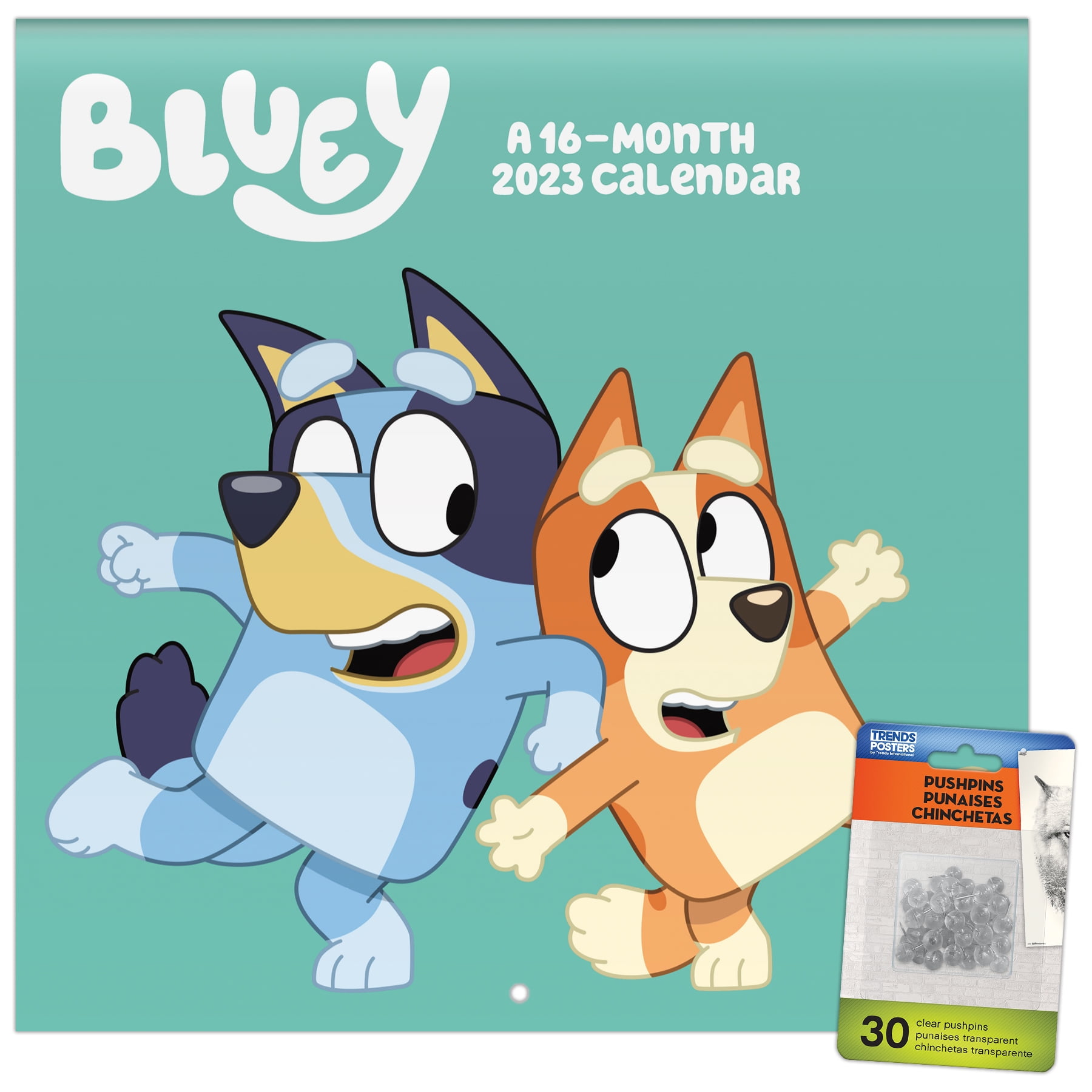 Trends International 2023 Bluey Wall Calendar & Pushpins - Walmart.com