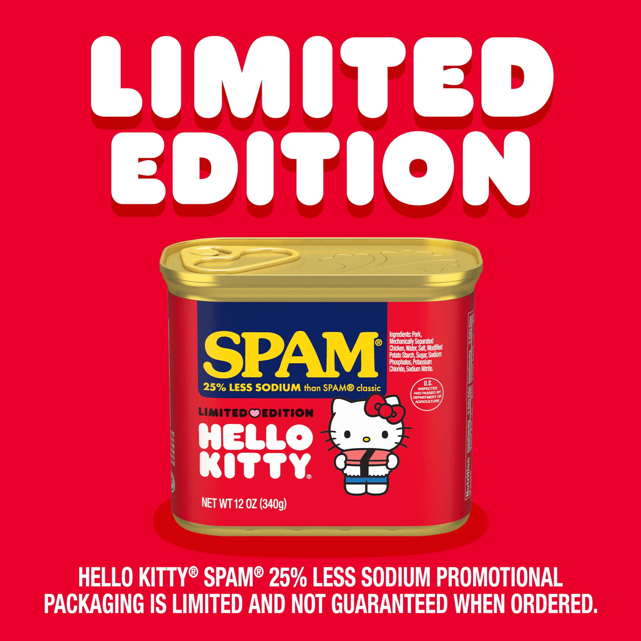 SPAM 25% Less Sodium, Canned Meats, 7 g Protein, Shelf-Stable, 12 oz Aluminum Can