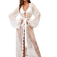 thumbnail image 3 of Camisón sexy de talla grande con lunares y vestido largo transparente para mujer, ropa de casa, 3 of 5
