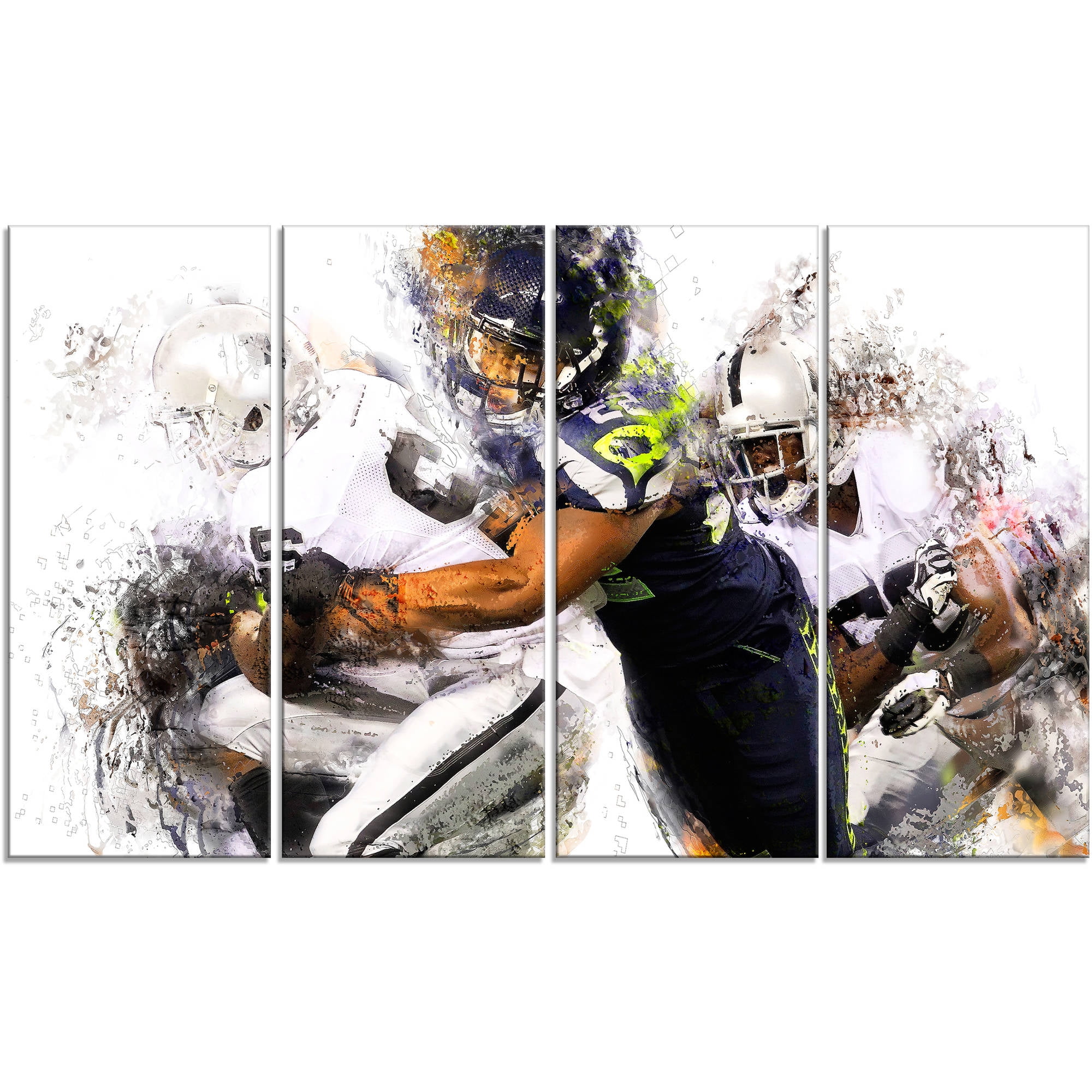 Design Art Football Tackle 4 Piece Graphic Art on Wrapped Canvas Set