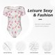 thumbnail image 4 of Balery Tulips Flowers Body de cuello redondo de manga corta para mujer Tops de manga corta Tops básicos-Large, 4 of 7