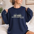 thumbnail image 3 of Jollimate Be Still And Know Sweatshirt, Floral Christian Women Graphic Pullover, Cool Retro Scripture Crewneck, 3 of 6