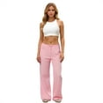 thumbnail image 5 of Low Rise Sweatpants Women Wide Leg Baggy Joggers with Pockets Athletic Workout Sweatpants Lounge Pants Pink M, 5 of 6
