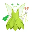 thumbnail image 3 of Vestido de hada Campanilla para niña, disfraz de elfo del bosque de fantasía, vestido de Campanilla de hojas verdes para niña, trajes de Halloween para niña, 3 of 5