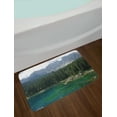 thumbnail image 2 of Nature Bath Mat, Aerial View of Pine Forest by the Lake beneath Mountain Pastoral Landscape, Non-Slip Plush Mat Bathroom Kitchen Laundry Room Decor, 29.5 X 17.5 Inches, Dark and Jade Green, Ambesonne, 2 of 2
