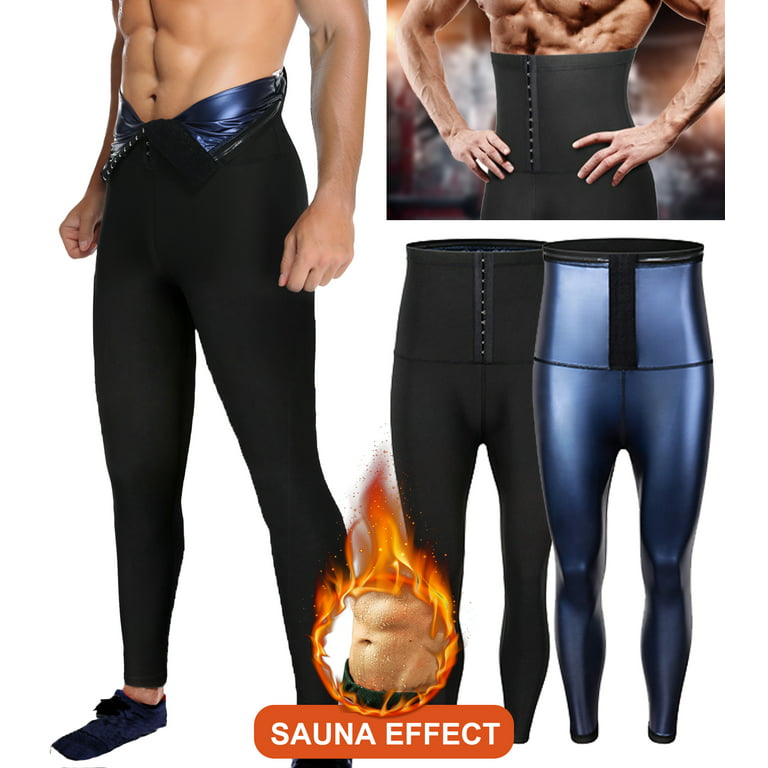 QRIC Sauna Sweat Pants for Men Hot Thermo Leggings Sauna Polymer Workout  Tights Body Shaper Waist Trainer Corser Leggings