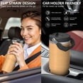 thumbnail image 5 of 30oz Tumbler with Handle, Insulated Stainless Steel Cup with Flip Straw Lid, Leak-Proof & Cup Holder Friendly for Travel and Sports ,Wood Print, 5 of 6
