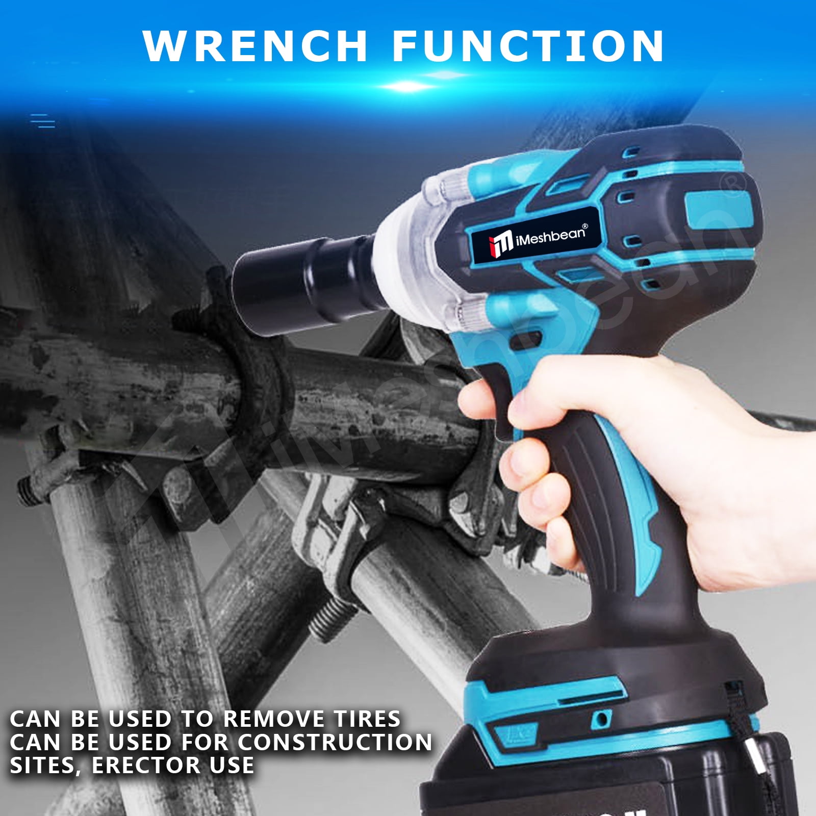 iMeshbean Cordless Impact Wrench 21V 1/2" Electric Impact Gun Kit, Screwdriver High Torque Repair And Installation Tools with 1 PACK 3.0Ah Battery & Fast Charger, 6pcs Socket