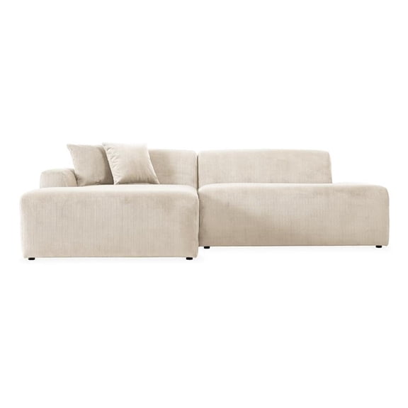 Chapman Corduroy Fabric Living Room L-Shaped Left Sectional Sofa in Cream