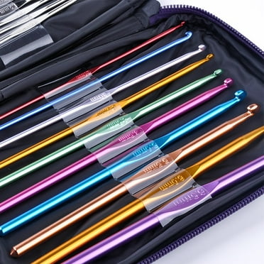 22-Piece Multi-Color Aluminum Crochet Hook Set - Knitting & Weaving Craft Kit