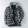 thumbnail image 2 of Men's Casual Jacket Autumn Winter Fashion Hooded Zip Up Checkered Lapel Pocket Outerwear Lightweight Comfortable Stylish, 2 of 2