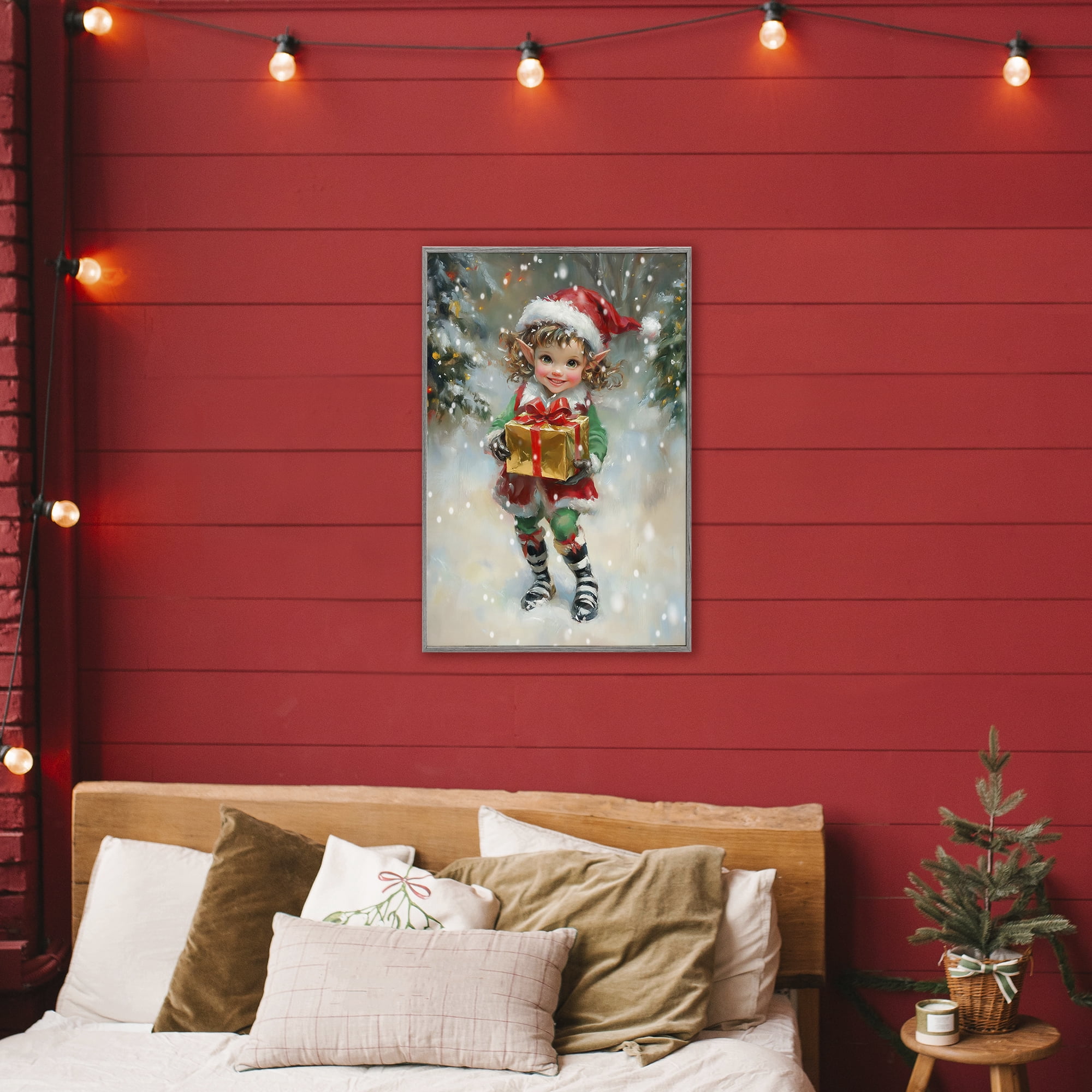 Stupell Industries Santa's Little Elf Gray Framed Giclee Art, design by Tina LeCour